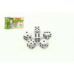 Hracie kocky 1,5x1,5cm spoločenská hra 6ks v krabičke 9x5x2cm