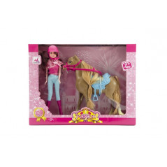 Kôň + bábika žokejka plast v krabici 34x27x7cm