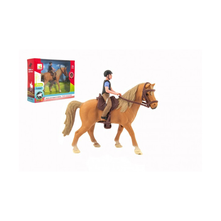 Kůň + žokej plast 15cm v krabici 20x16x5,5cm