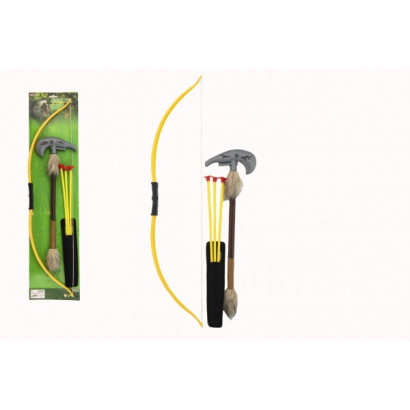 Luk indiánsky 70cm + 3 šípy s prísavkami + tomahawk plast v sáčku