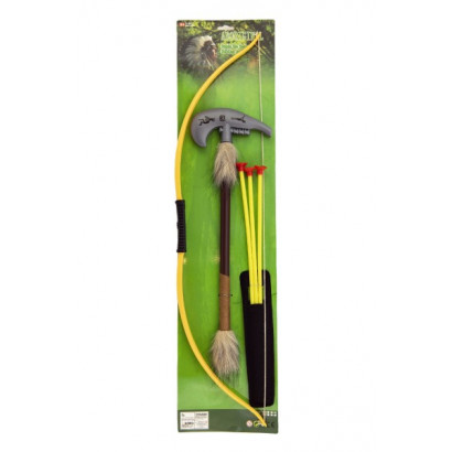 Luk indiánsky 70cm + 3 šípy s prísavkami + tomahawk plast v sáčku