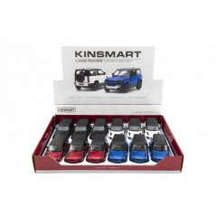 Auto Kinsmart Land Rover Defender 90 kov/plast 1:36 12,5cm na spätné natiahnutie 4 farby 12ks v boxe