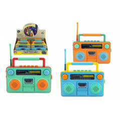 Rádio detské plast 15x12cm na batérie so zvukom sa svetlom 3 farby 6ks v boxe
