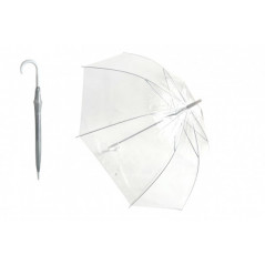 Dáždnik priehľadný biely svadobný plast / kov 82cm v sáčku