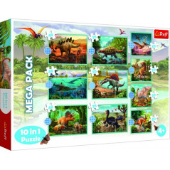 Puzzle 10v1 Zoznámte sa so všetkými dinosaurami v krabici 40x27x6cm