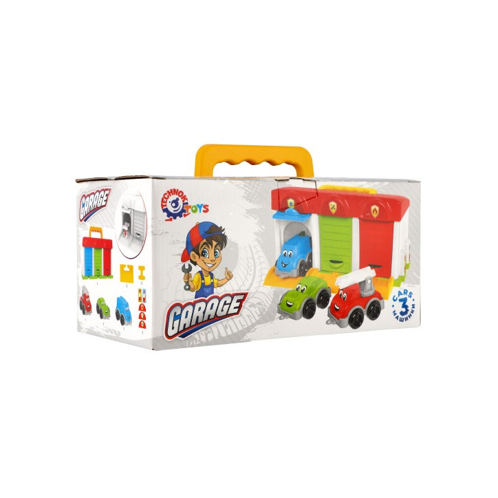Garáž s autíčkami 3ks + doplnky plast v krabici 27x14x15cm