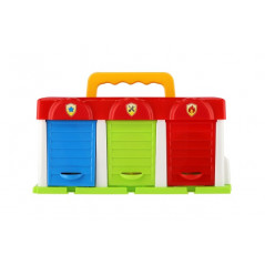 Garáž s autíčkami 3ks + doplnky plast v krabici 27x14x15cm