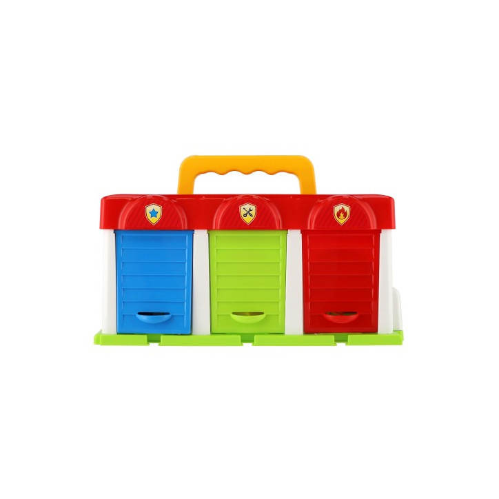 Garáž s autíčkami 3ks + doplnky plast v krabici 27x14x15cm