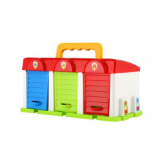 Garáž s autíčkami 3ks + doplnky plast v krabici 27x14x15cm