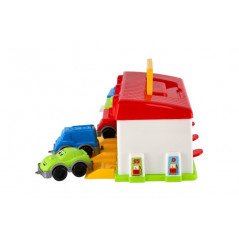 Garáž s autíčkami 3ks + doplnky plast v krabici 27x14x15cm