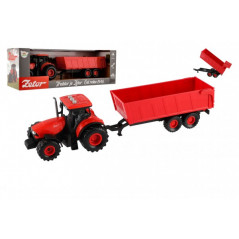 Traktor Zetor s valníkom plast 36cm na zotrvačník na bat. so svetlom so zvukom v krabici 39x13x13cm