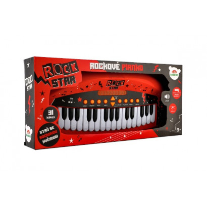 Pianko ROCK STAR 31 kláves plast 46cm na batérie so zvukom, svetlom v krabici 52x24x8cm