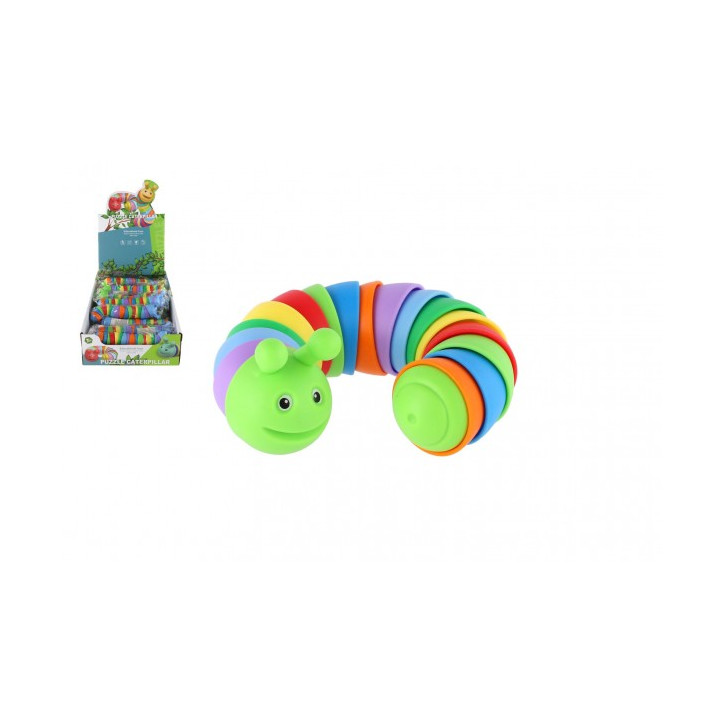 Húsenica ohybná antistresová plast 17cm mix farieb v sáčku 3x17cm 24ks v boxe