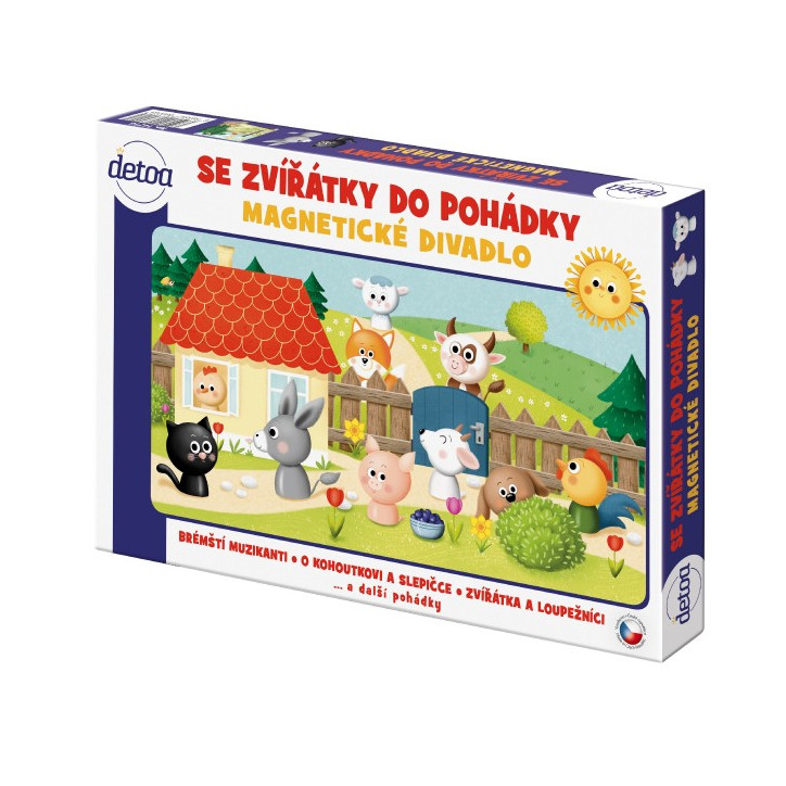 Magnetické divadlo so zvieratkami do rozprávky drevo v krabici 34x23x3,5cm