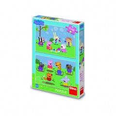 Puzzle 2v1 Prasiatko Peppa / Peppa pig a kamaráti 2x48 dielikov v krabici 19x27x4cm