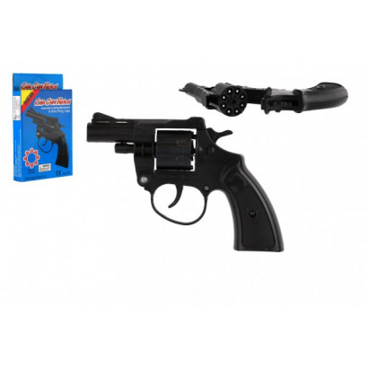 Revolver/pištoľ na kapsule 8 rán plast 13cm v krabičke 9,5x16x2,5cm