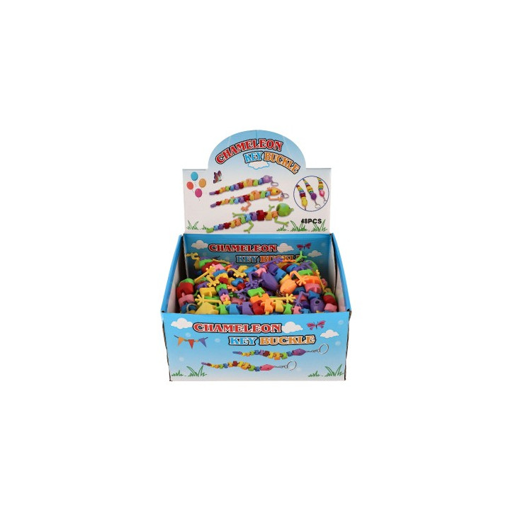 Prívesok jašterica/had/chameleón plast 28cm na batérie so svetlom mix farieb 48ks v boxe