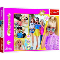 Puzzle Glitter Trblietavá Barbie 48x34cm 100 dielikov v krabici 33x23x4cm