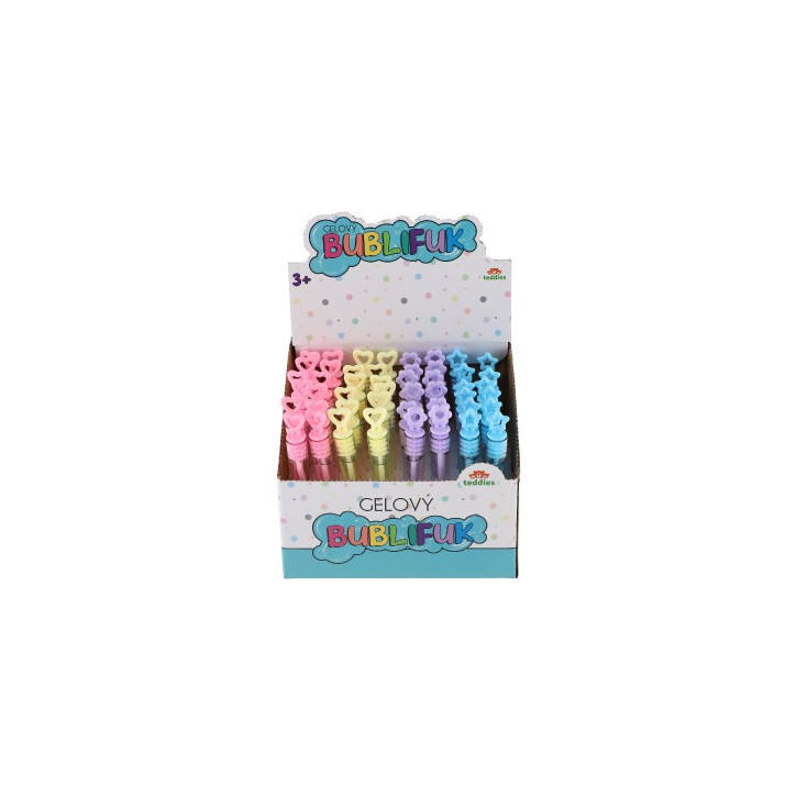 Bublifuk mini 5 ml gélový 10,5 cm 4 druhy 48ks v boxe