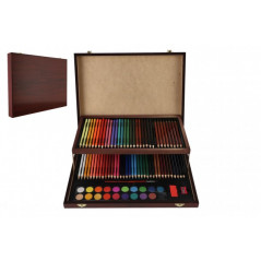 Sada na maľovanie - Art box kreatívna sada 91ks v drevenom kufríku vo fólii 38,5x29,5x5cm