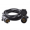 Predlžovací kábel zaisťuje bezpečné elektrické spojenie medzi ťažným vozidlom a osvetľovacím zariadením prívesného vozíka. Vhodný aj pre obytné vozidlá, traktorové prívesy alebo iné 12-voltové prídavné zariadenia.