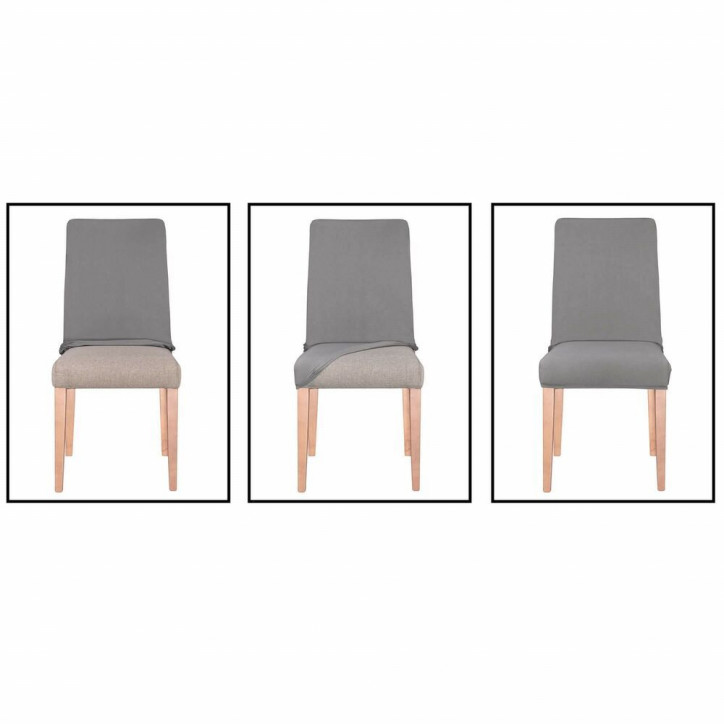 Poťah na stoličku elastický, šedý s listami SPRINGOS SPANDEX