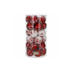 Vianočné banky červeno-biele mix - 5cm, súprava 30ks