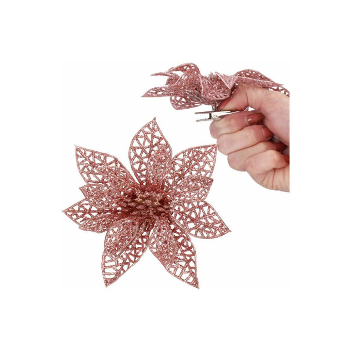 Vianočná hviezda s klipom 9x9 cm ružová Vianočná hviezda s klipom 9x9 cm ružová