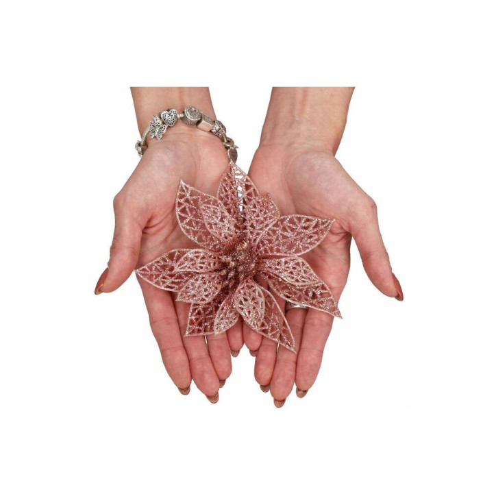 Vianočná hviezda s klipom 9x9 cm ružová Vianočná hviezda s klipom 9x9 cm ružová