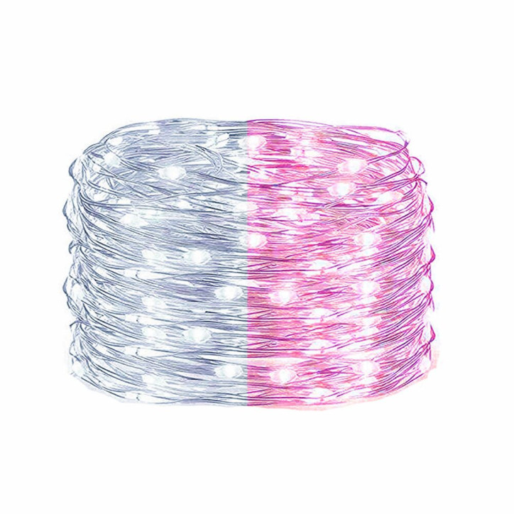 LED reťaz Nano Duo - 10m, 100LED, 3xAA, biela/ružová LED reťaz Nano Duo - 10m, 100LED, 3xAA, biela/ružová