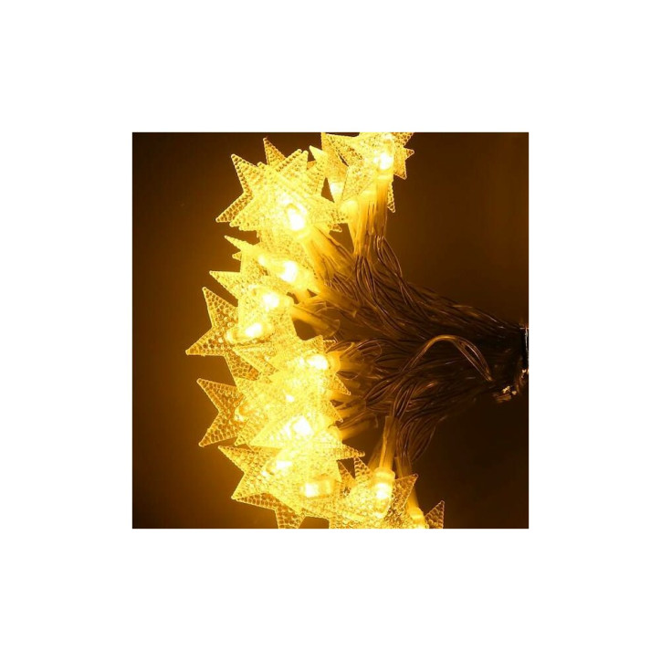LED reťaz Hviezdy - 5m, 50LED, 8 funkcií, 3xAA, IP44, teplá biela LED reťaz Hviezdy - 5m, 50LED, 8 funkcií, 3xAA, IP44, teplá biela