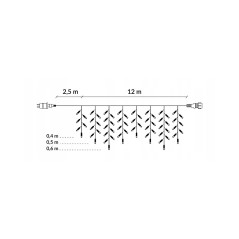LED kvaple - 14,5m, 300LED, 8 funkcií, IP44, teplá biela