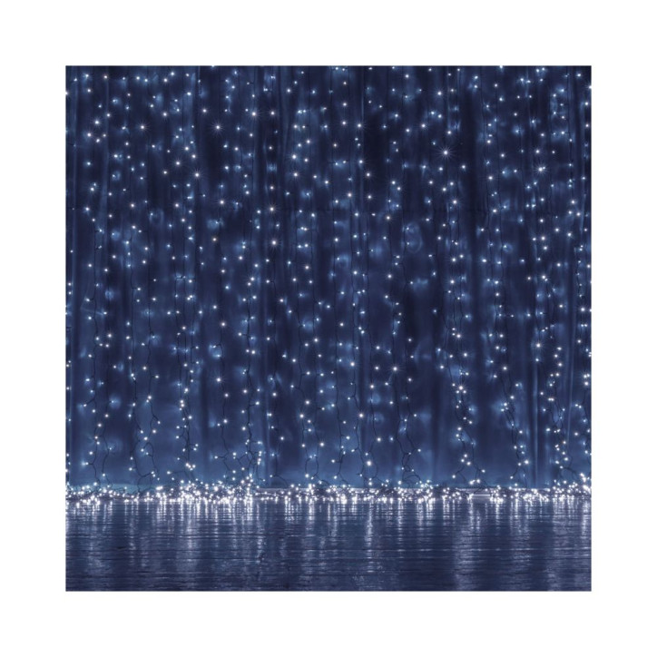 LED svetelný záves - 3x3m, 306LED, 8 funkcií, ovládač, IP44, studená biela LED svetelný záves - 3x3m, 306LED, 8 funkcií, ovládač, IP44, studená biela