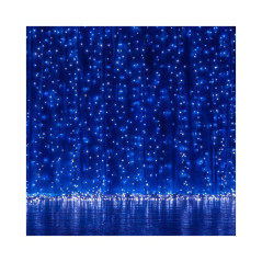 LED svetelný záves - 3x3m, 306LED, 8 funkcií, ovládač, IP44, modrá