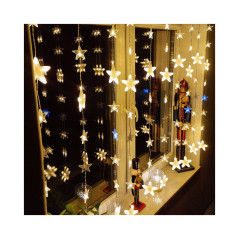 LED svetelný záves Hviezdy - 2x1, 6m, 180LED, IP44, teplá biela + záblesky