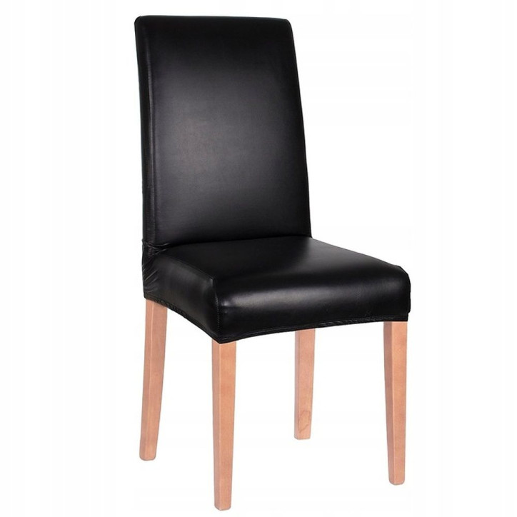 Poťah na stoličku elastický, čierny, imitácia kože SPRINGOS SPANDEX