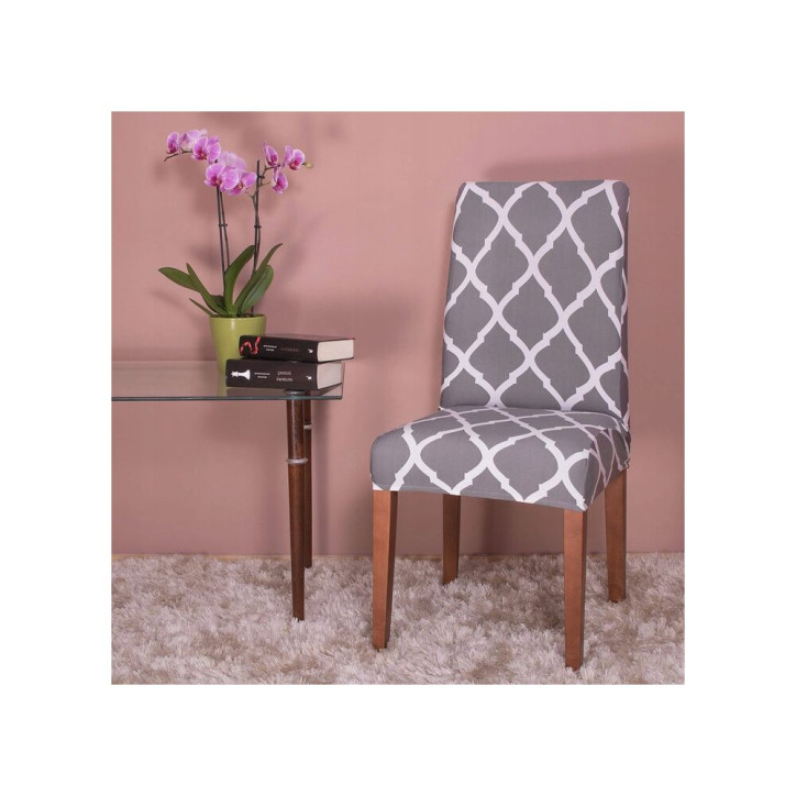 Poťah na stoličku elastický, šedý, maroko SPRINGOS SPANDEX