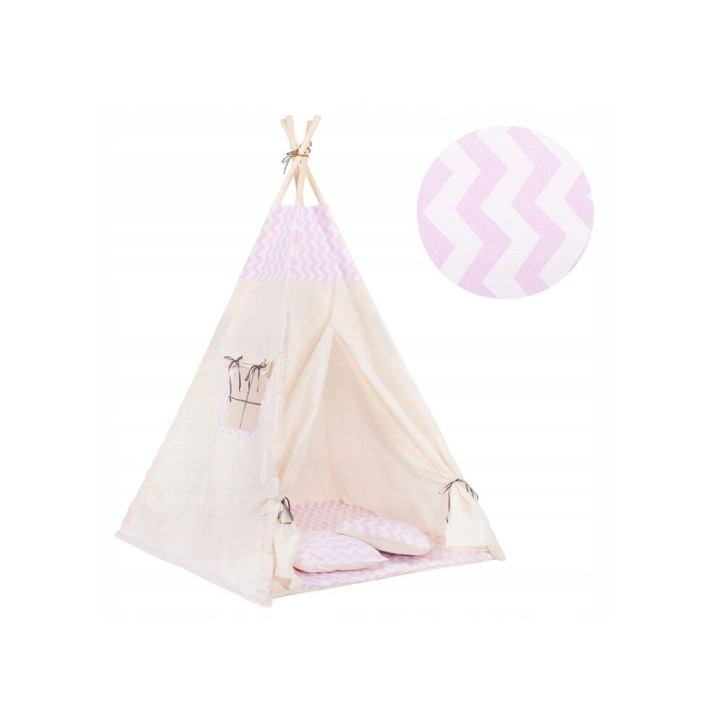 Teepee stan pre deti SPRINGOS Ružový Zigzag Teepee stan pre deti SPRINGOS Ružový Zigzag