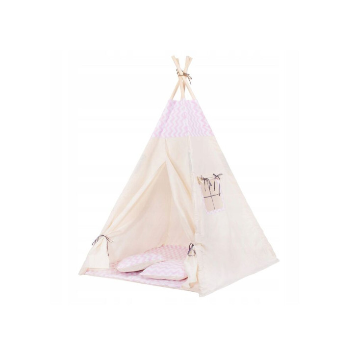 Teepee stan pre deti SPRINGOS Ružový Zigzag Teepee stan pre deti SPRINGOS Ružový Zigzag