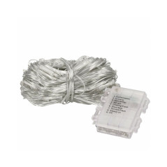 LED svetelná sieť - 1,5x1,5m, 100LED, 8 funkcií, IP44, 3xAA, teplá biela
