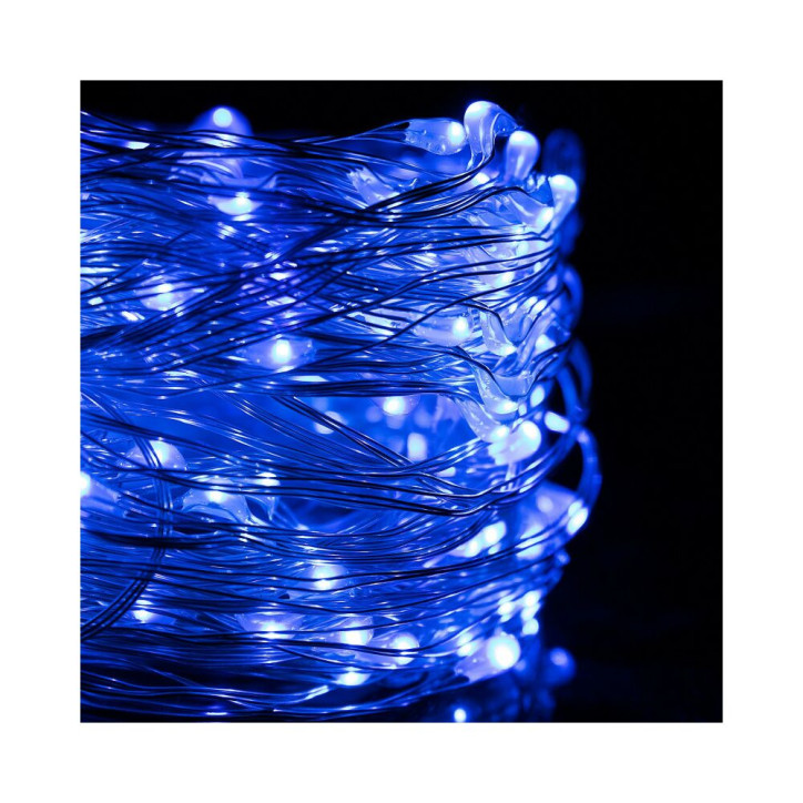 LED reťaz Nano - 48m, 480LED, 8 funkcií, ovládač, IP44, modrá