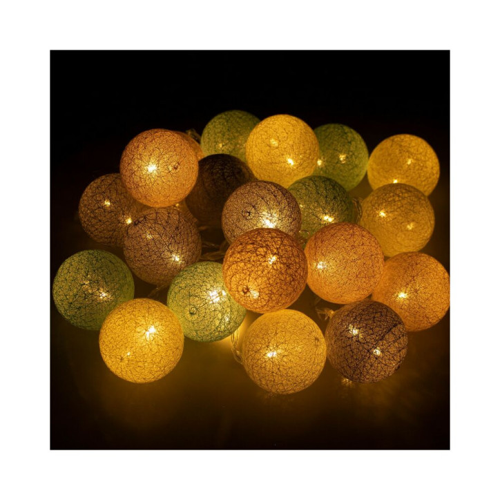LED svetelná reťaz Bavlnené gule 6cm - 5,5m, 20LED, teplá biela LED svetelná reťaz Bavlnené gule 6cm - 5,5m, 20LED, teplá biela