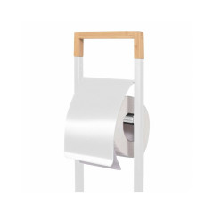 Držiak na toaletný papier s WC štetkou SPRINGOS TB0007 biely/bambus