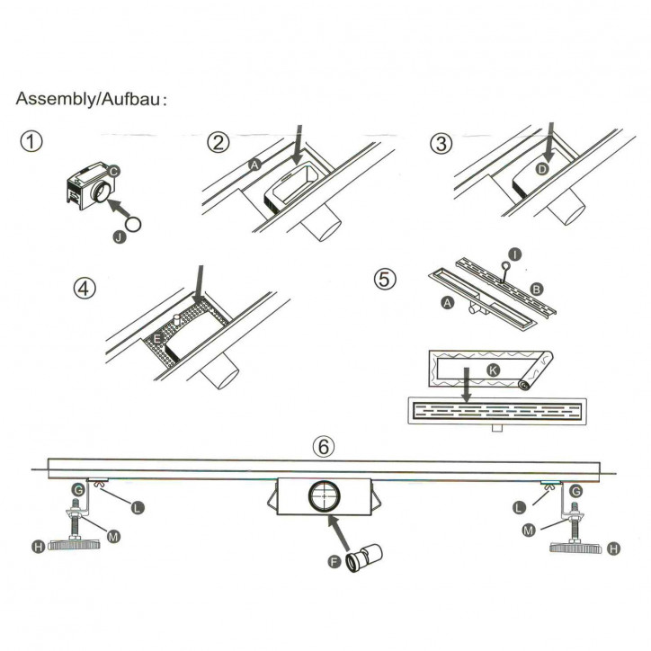 Sprchový žľab s roštom 70 cm Columbia