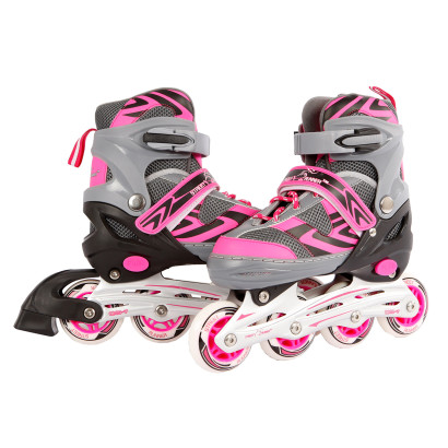 Nastaviteľné dievčenské kolieskové korčule veľkosť 39-42, ružová/sivá