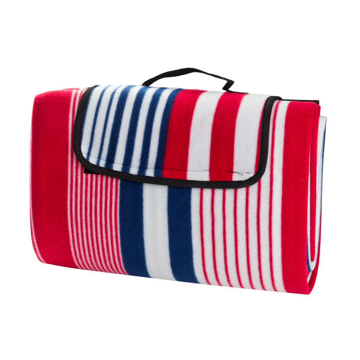 Plážová / pikniková deka 190x130 cm Acryl-Fleece, bielo-modro-červená