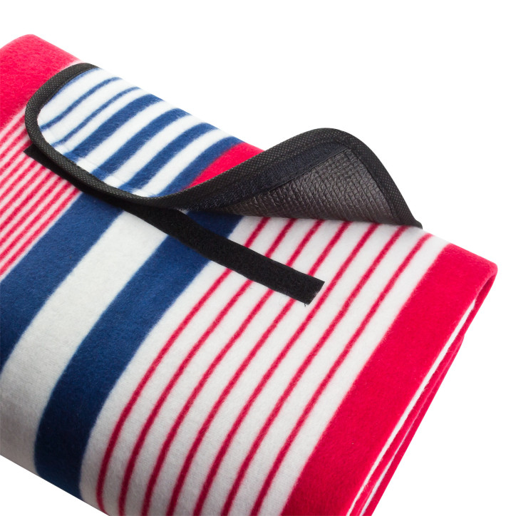 Plážová / pikniková deka 190x130 cm Acryl-Fleece, bielo-modro-červená