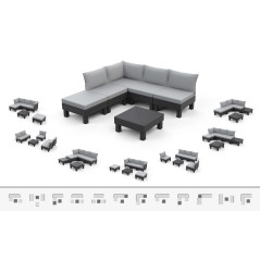 Záhradný nábytok Elements 5miestny modulárny set grafitový