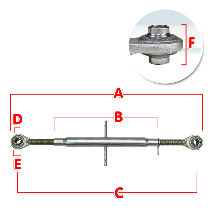 Tretí bod pre traktor 520-760 mm M30x3 Kat. 2 Tretí bod pre traktor 520-760 mm M30x3 Kat. 2