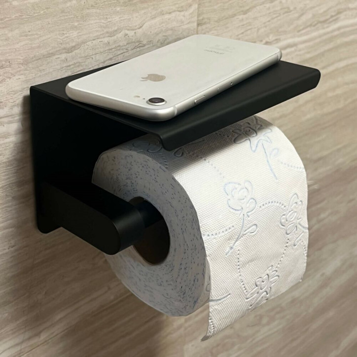 Držiak na toaletný papier s poličkou SPRINGOS HA5152 čierny Držiak na toaletný papier s poličkou SPRINGOS HA5152 čierny